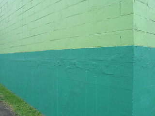 Image showing green cinder blocks building