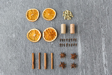 Image showing dry orange, cinnamon, clove, anise and cardamom