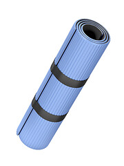 Image showing Blue fitness mat