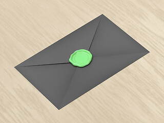 Image showing Envelope sealed with green wax