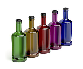 Image showing Glass bottles with different colors