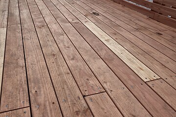 Image showing Wood deck lumber