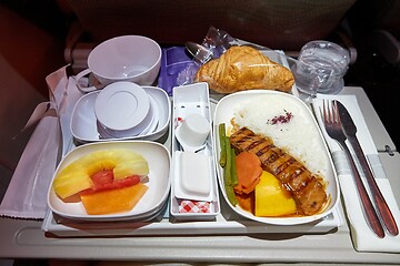 Image showing Airline food on the tray