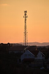 Image showing Transmitter towers on a hill