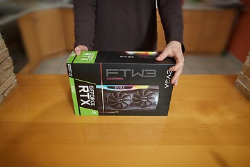Image showing Buying EVGA Geforce RTX 3090 Nvidia GPU in a shop