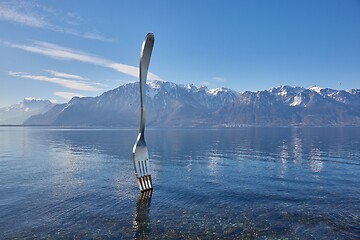 Image showing The Fork of Vevey in Lake Geneva, Switzerland