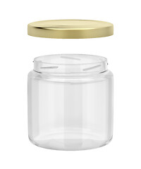 Image showing Empty glass jar with golden cap