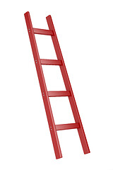 Image showing Red wooden ladder