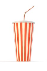 Image showing Fast food cola drink cup and drinking straw