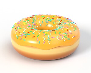 Image showing Delicious donut with icing and sprinkles 3D illustration