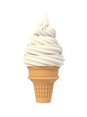 Image showing Vanilla soft ice icecream in waffle cone