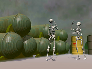 Image showing Halloween skeletons dancing 