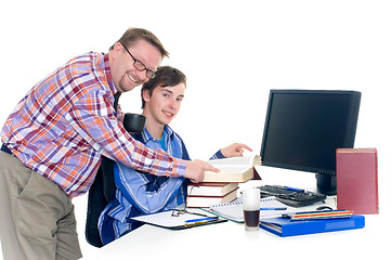 Image showing Teenager student doing homework