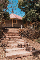 Image showing stairs to monastery on Lake Tana, Ethiopia Africa