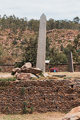 Image showing Famous ancient obelisks in city Aksum, Ethiopia