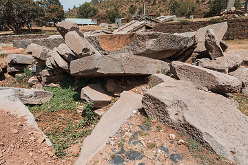 Image showing Famous ancient obelisks in city Aksum, Ethiopia