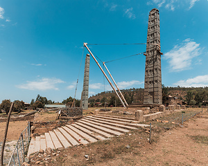 Image showing Famous ancient obelisks in city Aksum, Ethiopia