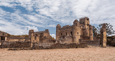 Image showing Fasil Ghebbi, royal castle in Gondar, Ethiopia