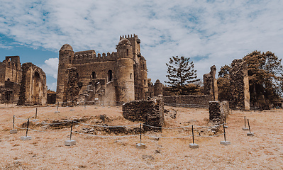 Image showing Fasil Ghebbi, royal castle in Gondar, Ethiopia