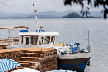 Image showing boat harbor for tourist in Lake Tana. Ethiopia