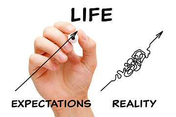 Image showing Life Expectations vs Reality Arrows Concept