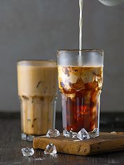 Image showing two glasses of iced coffee with milk