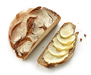 Image showing slice of bread with butter