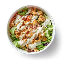 Image showing caesar salad with fried chicken meat