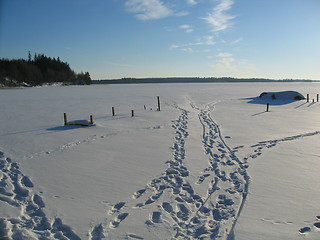 Image showing Snow at lake