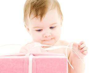 Image showing baby boy with big gift box