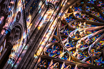 Image showing Stained glasses and light in cathedral Saint Vincent  in  Saint-