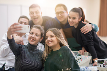 Image showing young happy students doing selfie picture