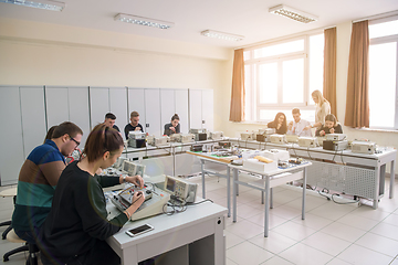 Image showing students doing practice in the electronic classroom