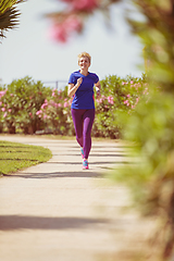 Image showing young female runner training for marathon