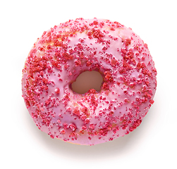 Image showing freshly baked pink donut