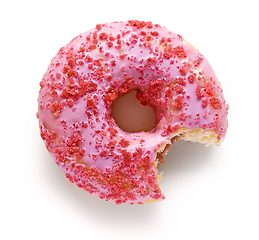 Image showing bitten pink donut 