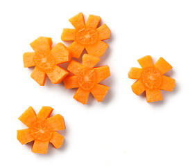 Image showing fresh raw flower shaped carrot slices