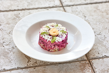 Image showing portion of herring and beet salad