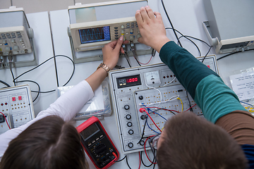 Image showing students doing practice in the electronic classroom top view