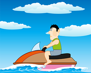 Image showing Man rides on jetski on wave year daytime