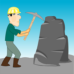 Image showing Cartoon men geologist on white background is insulated