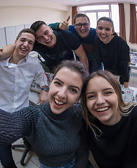 Image showing young happy students doing selfie picture