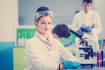 Image showing Group of young medical students doing research