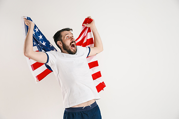 Image showing Young man with the flag of United States of America