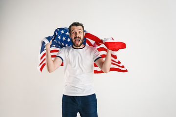 Image showing Young man with the flag of United States of America