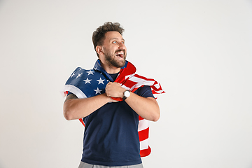 Image showing Young man with the flag of United States of America