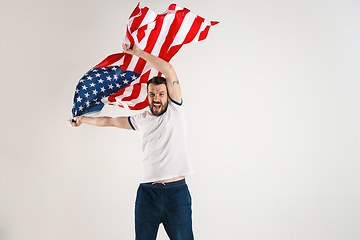 Image showing Young man with the flag of United States of America