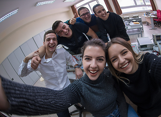 Image showing young happy students doing selfie picture