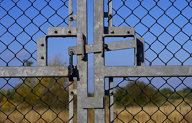 Image showing Closed and locked gates