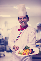 Image showing Chef showing a plate of tasty meal